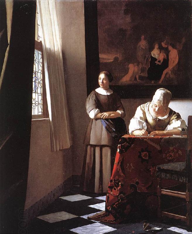 Jan Vermeer Lady Writing a Letter with Her Maid China oil painting art